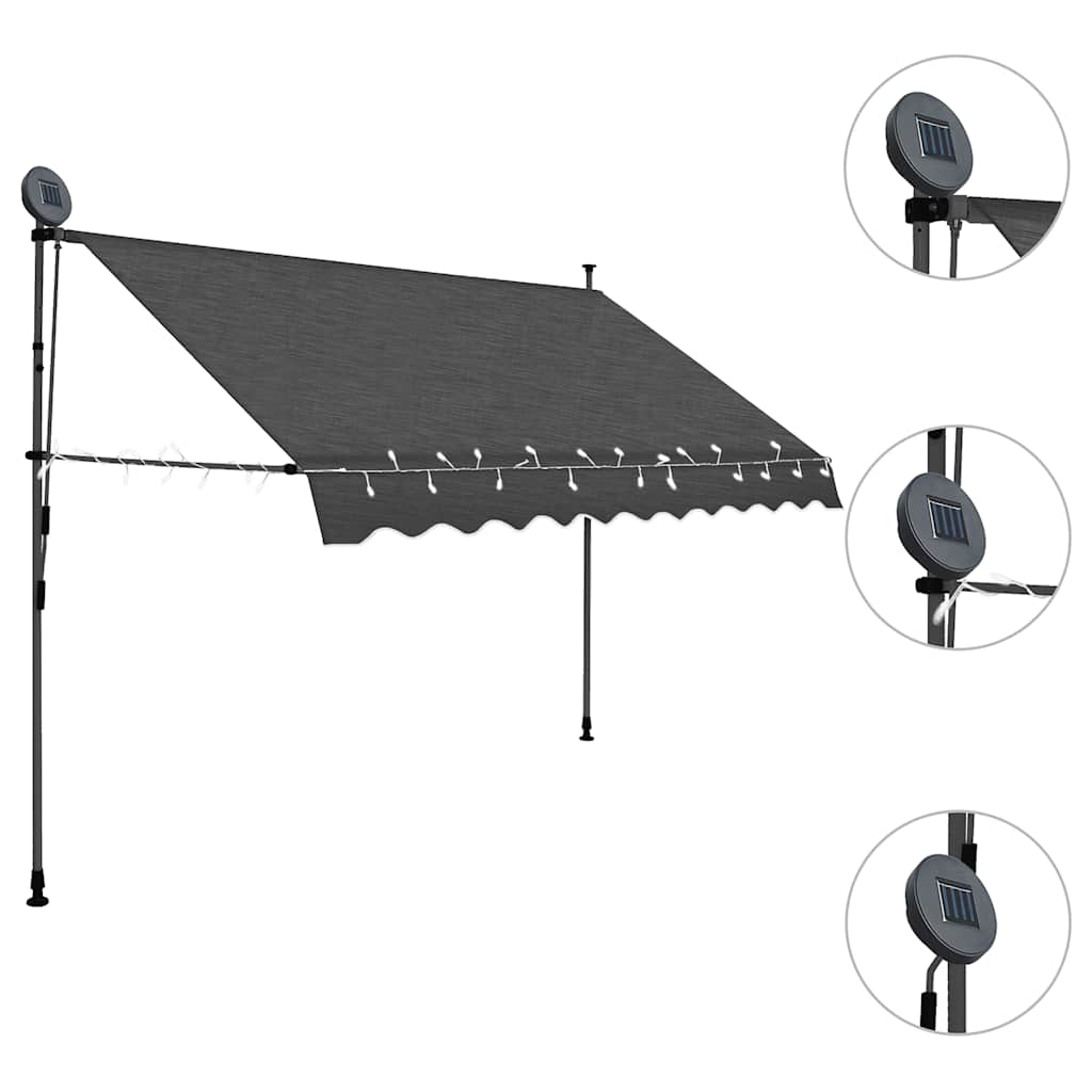 Tenda na ručno uvlačenje s LED svjetlima 300 cm antracit