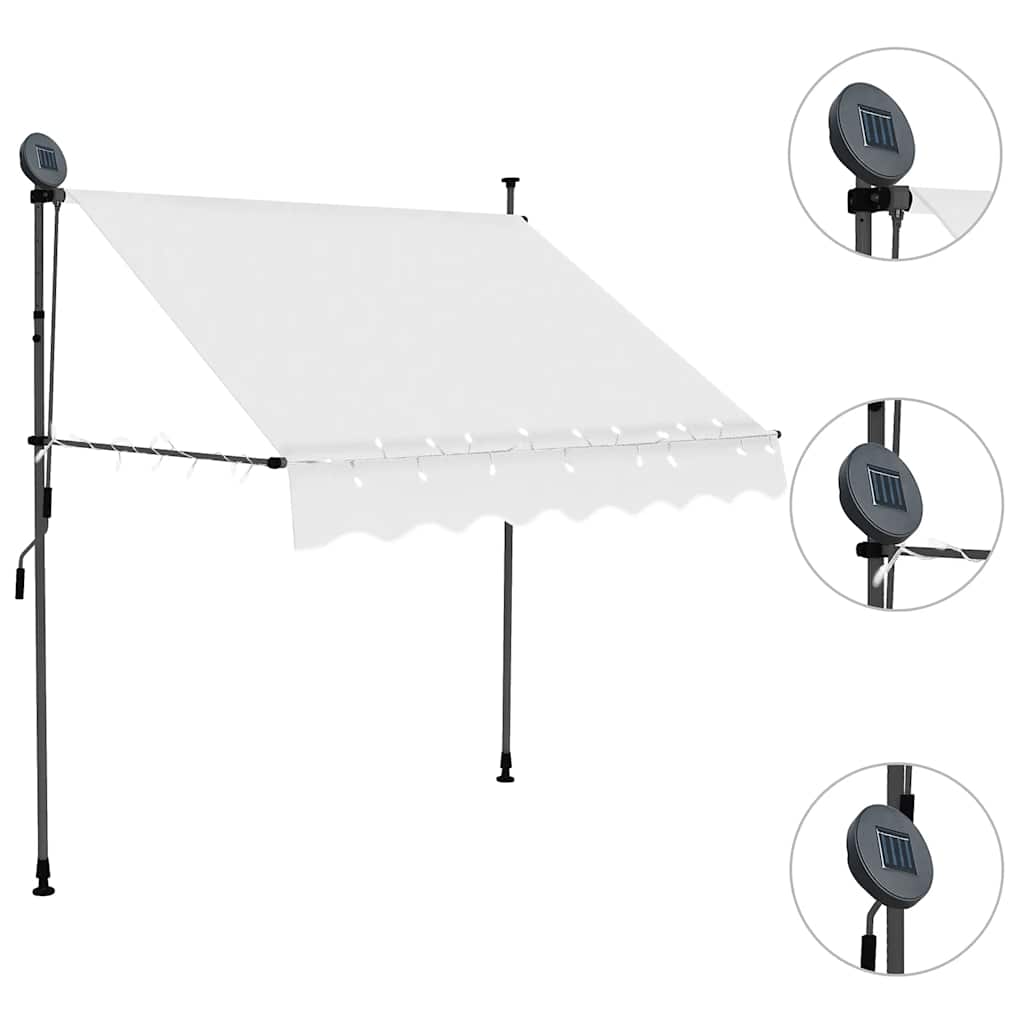 Tenda na ručno uvlačenje s LED svjetlima 200 cm krem