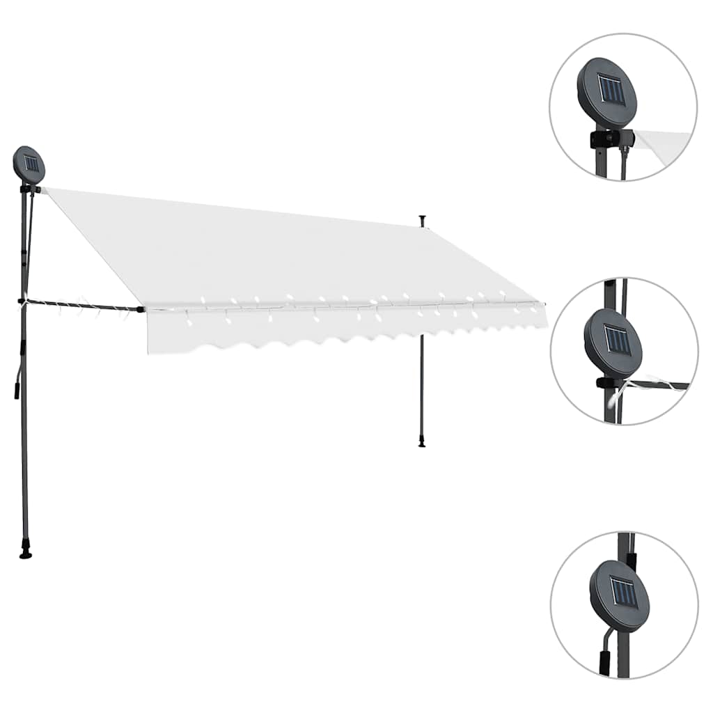 Tenda na ručno uvlačenje s LED svjetlima 350 cm krem
