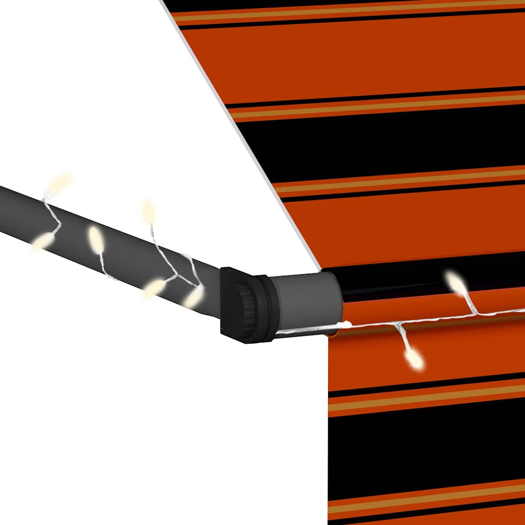 Tenda na ručno uvlačenje s LED svjetlom 350 cm narančasto-smeđa