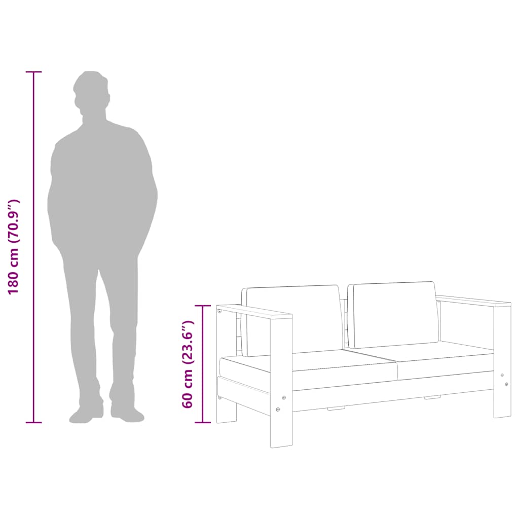 Vrtna klupa s jastucima 140 cm od masivnog bagremovog drva siva