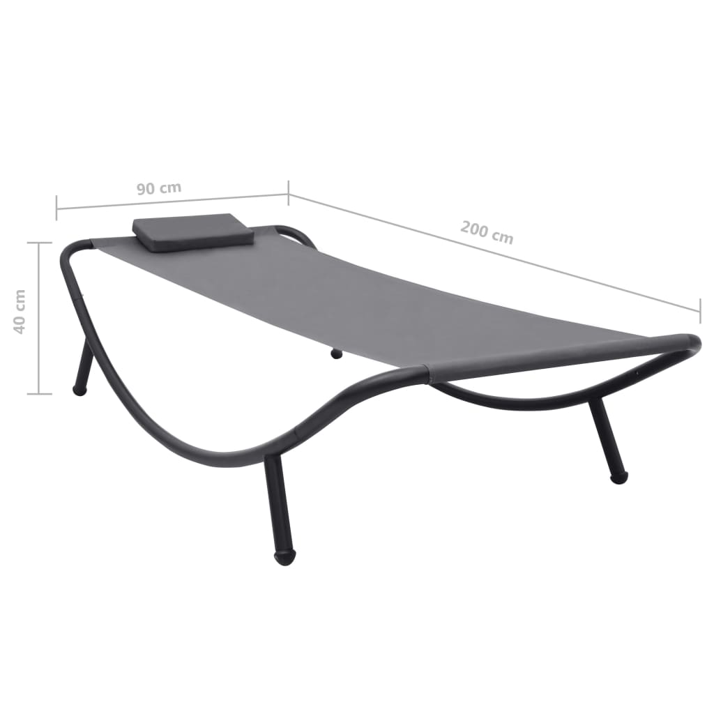 Vrtni ležaj sivi 200 x 90 cm čelični