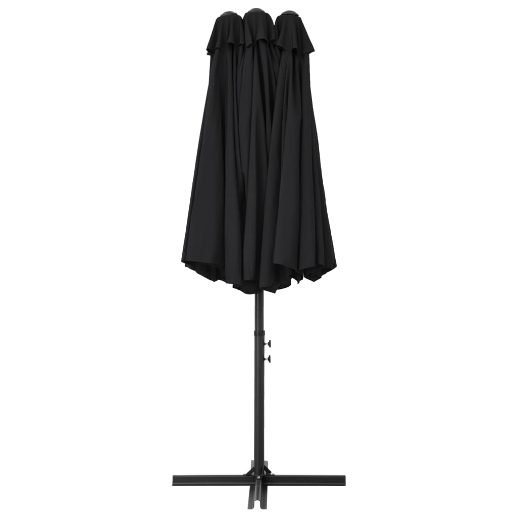 Vanjski suncobran s aluminijskim stupom 460 x 270 cm crni