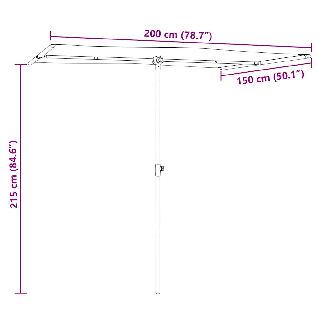 Vrtni suncobran s aluminijskim stupom 2 x 1,5 m smeđe-sivi