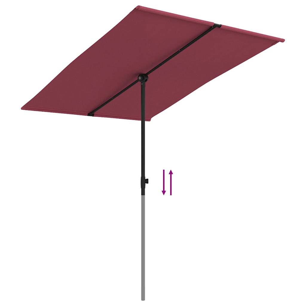 Vrtni suncobran s aluminijskim stupom 2 x 1,5 m bordo