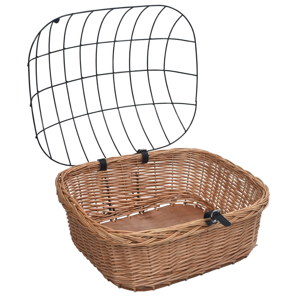 Prednja košara za bicikl s poklopcem 50x45x35 cm prirodna vrba