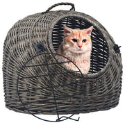 Transporter za mačke sivi 45 x 35 x 35 cm od prirodne vrbe