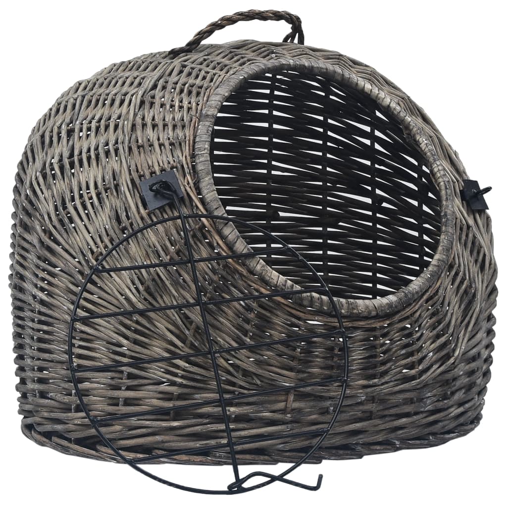 Transporter za mačke sivi 50 x 42 x 40 cm od prirodne vrbe