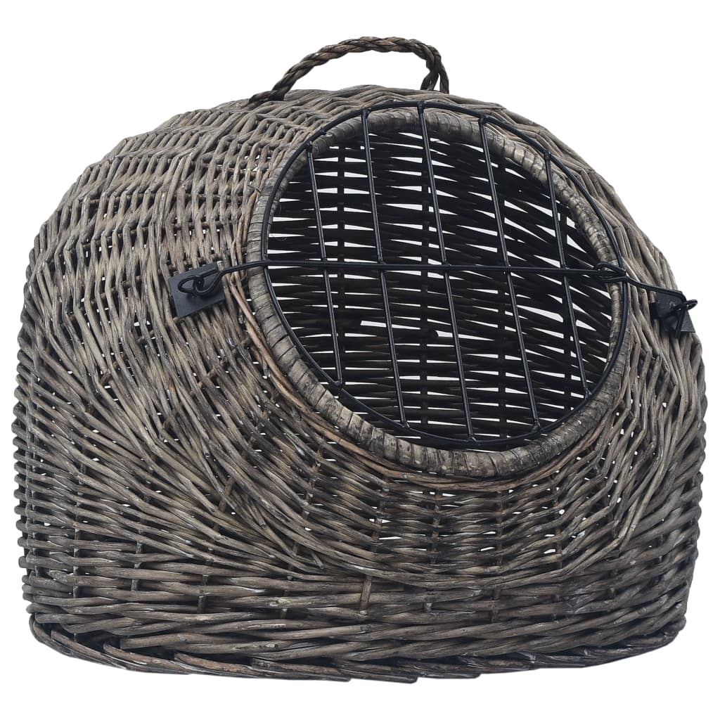 Transporter za mačke sivi 50 x 42 x 40 cm od prirodne vrbe