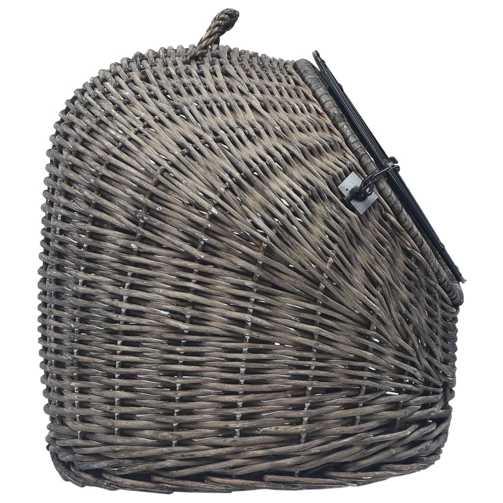 Transporter za mačke sivi 50 x 42 x 40 cm od prirodne vrbe