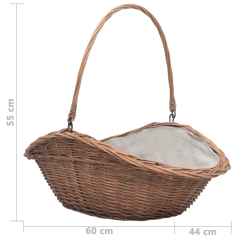 Košara za drva za ogrjev s ručkom 60x44x55 cm Prirodna vrba