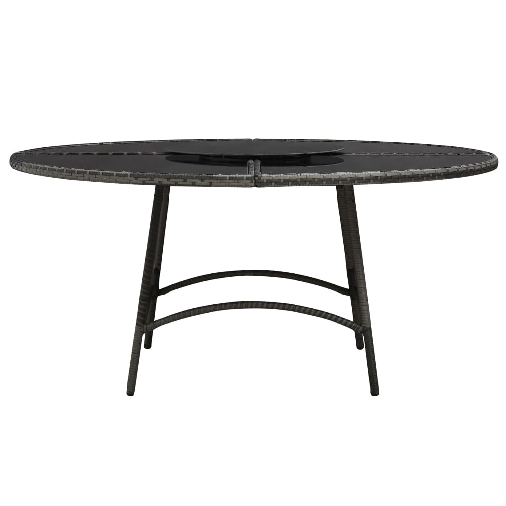 7-dijelni vrtni blagovaonski set od poliratana s jastucima sivi