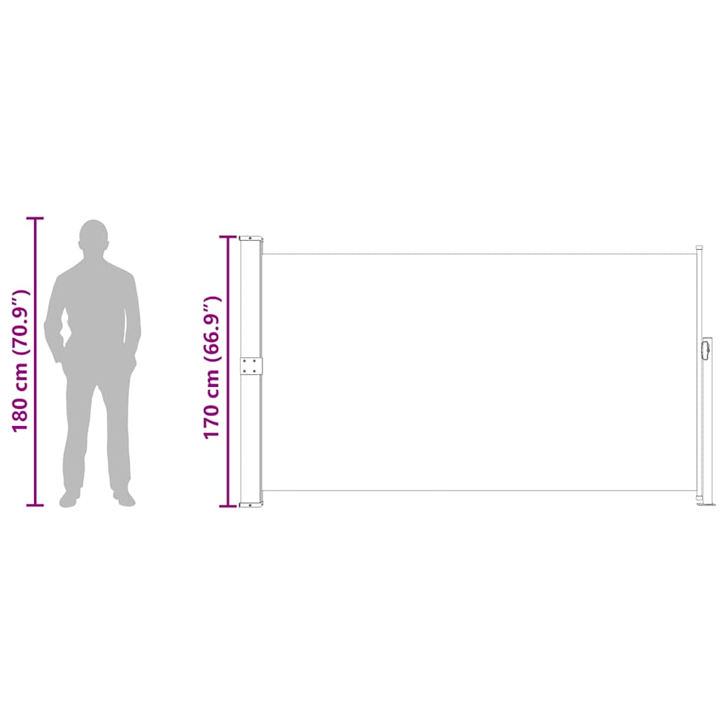 Uvlačiva bočna tenda za terasu 170 x 300 cm siva