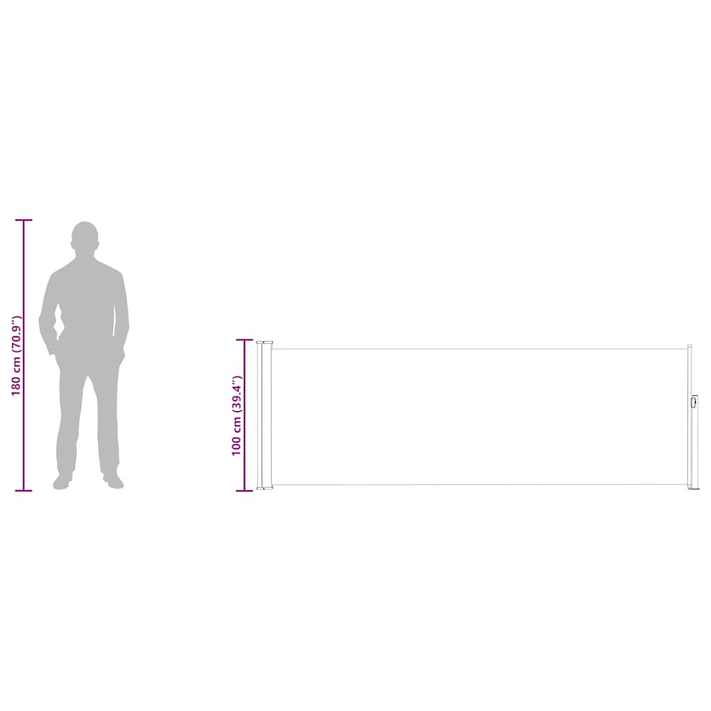 Uvlačiva bočna tenda za terasu 100 x 300 cm krem