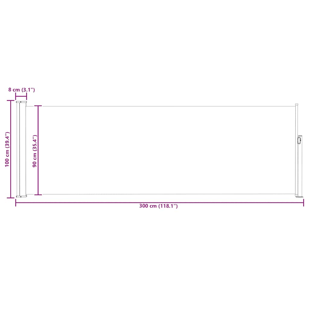 Uvlačiva bočna tenda za terasu 100 x 300 cm plava