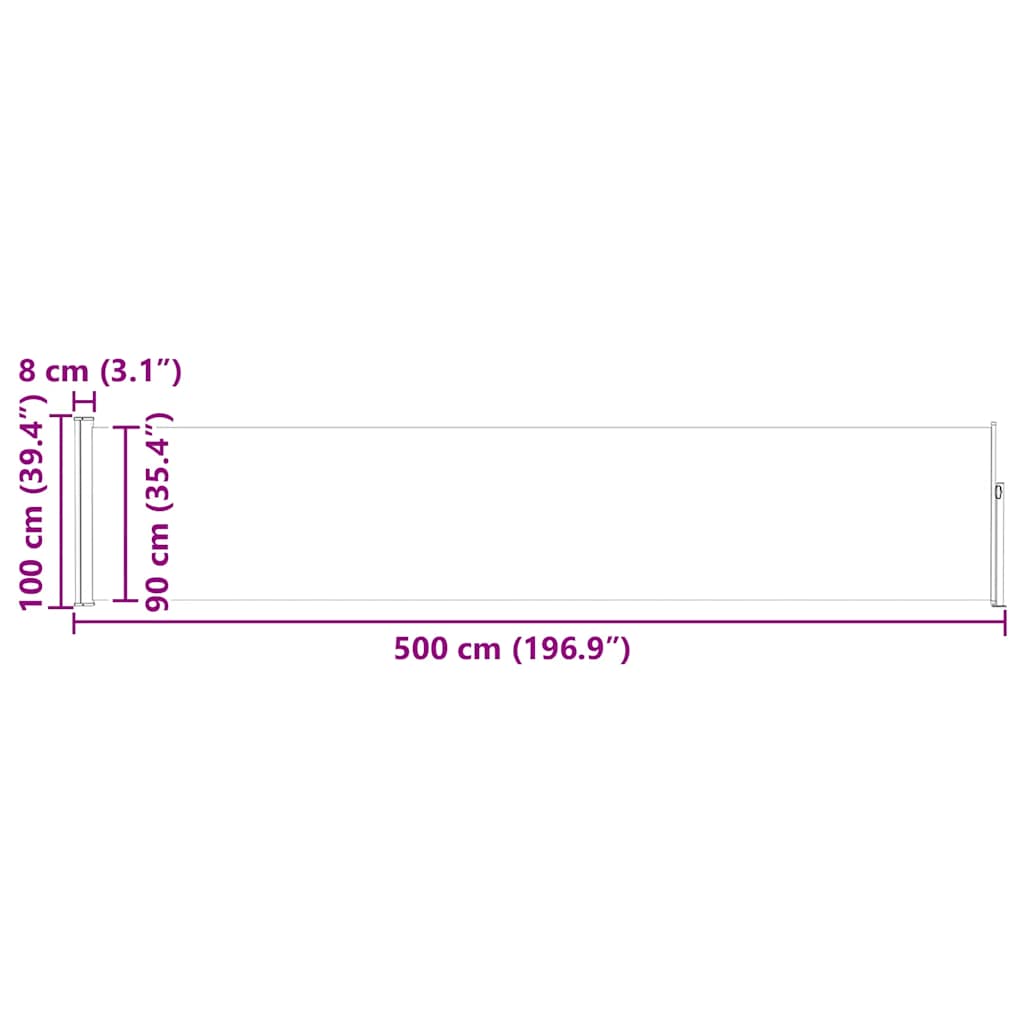 Uvlačiva bočna tenda za terasu 100 x 500 cm crna