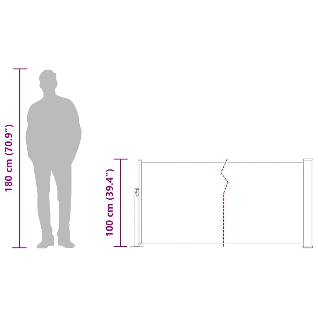 Uvlačiva bočna tenda za terasu 100 x 500 cm smeđa