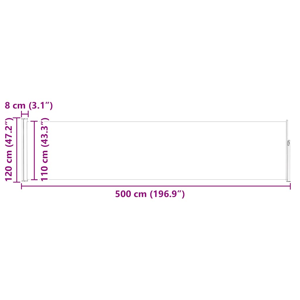 Uvlačiva bočna tenda za terasu 120 x 500 cm smeđa