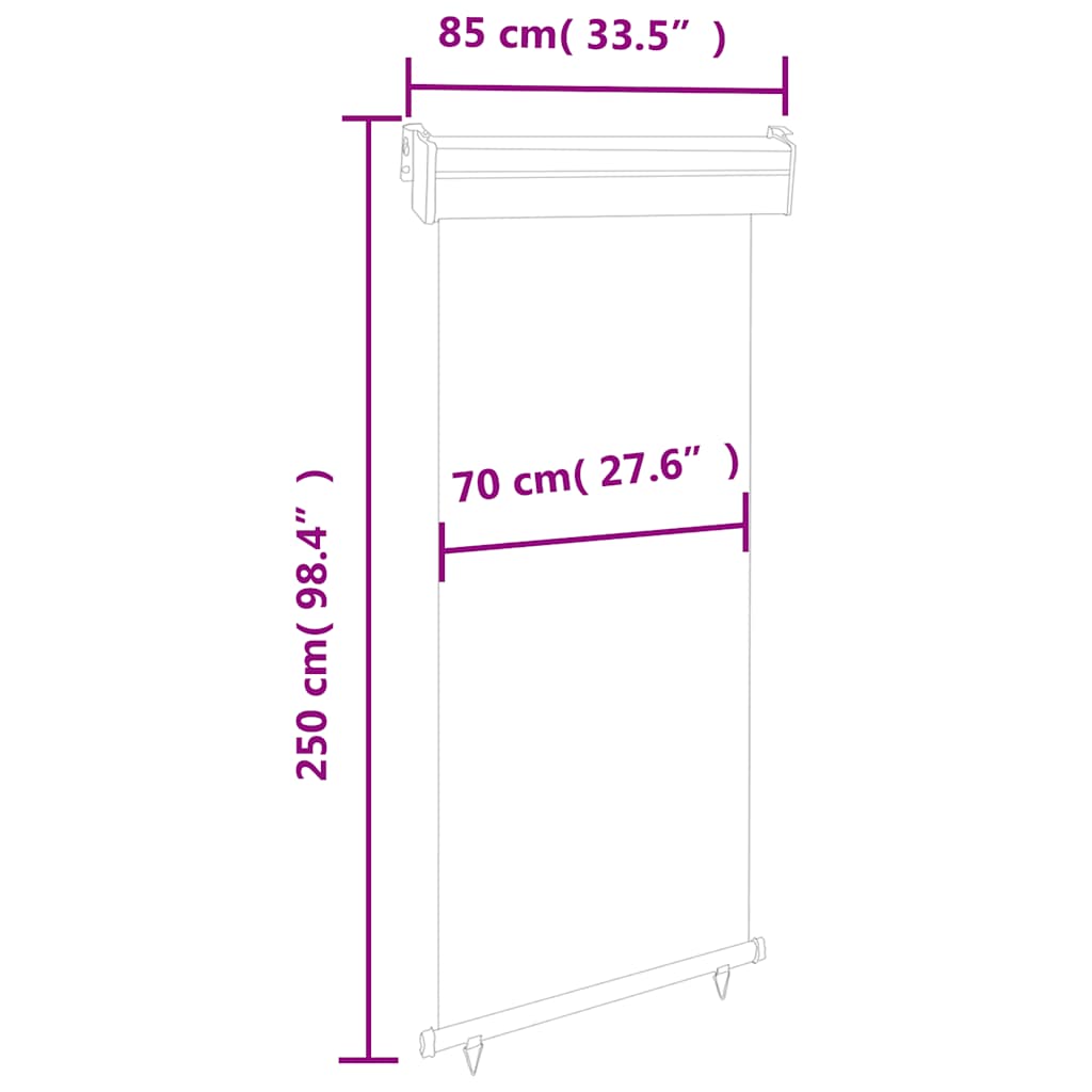 Balkonska bočna tenda 85 x 250 cm crna