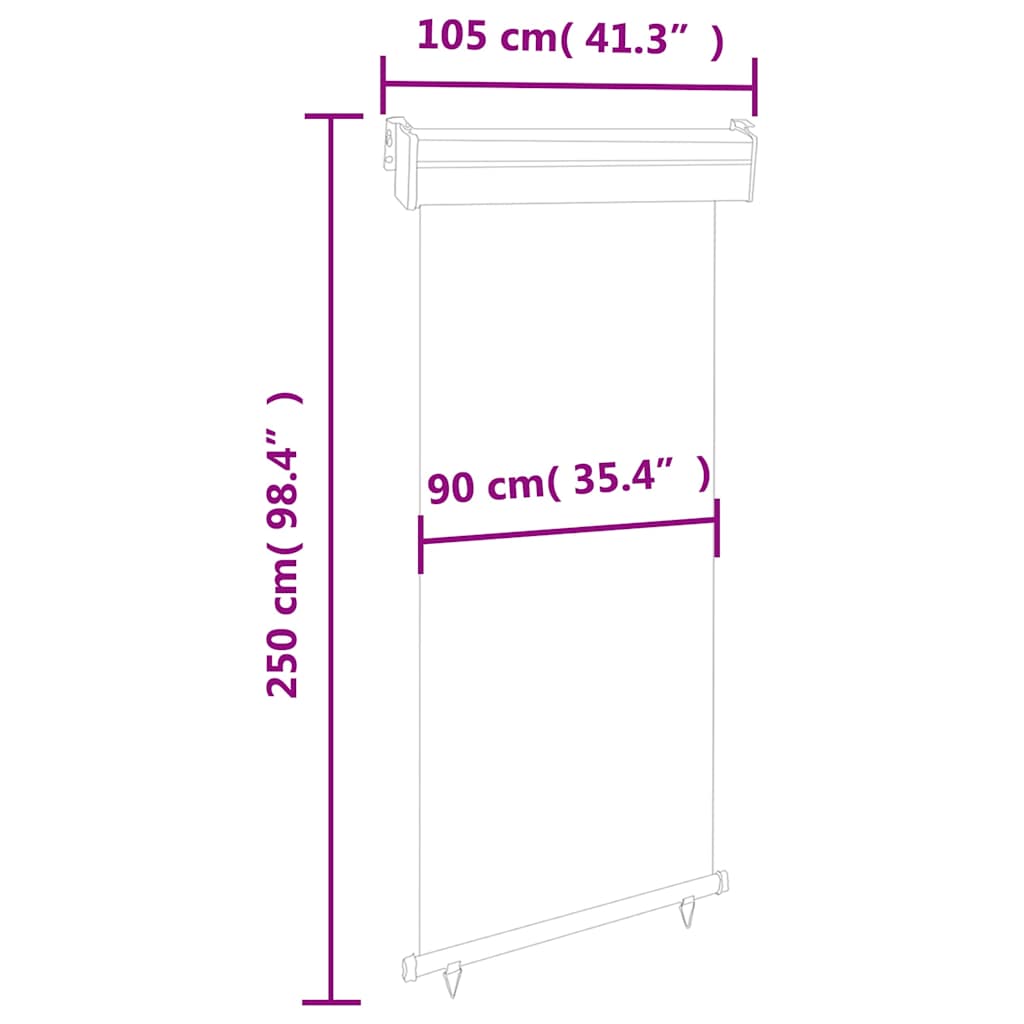 Balkonska bočna tenda 105 x 250 cm smeđa