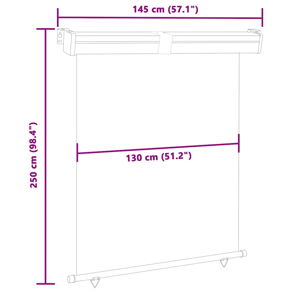 Balkonska bočna tenda 145 x 250 cm crna