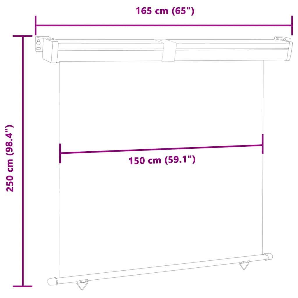 Balkonska bočna tenda 165 x 250 cm crvena