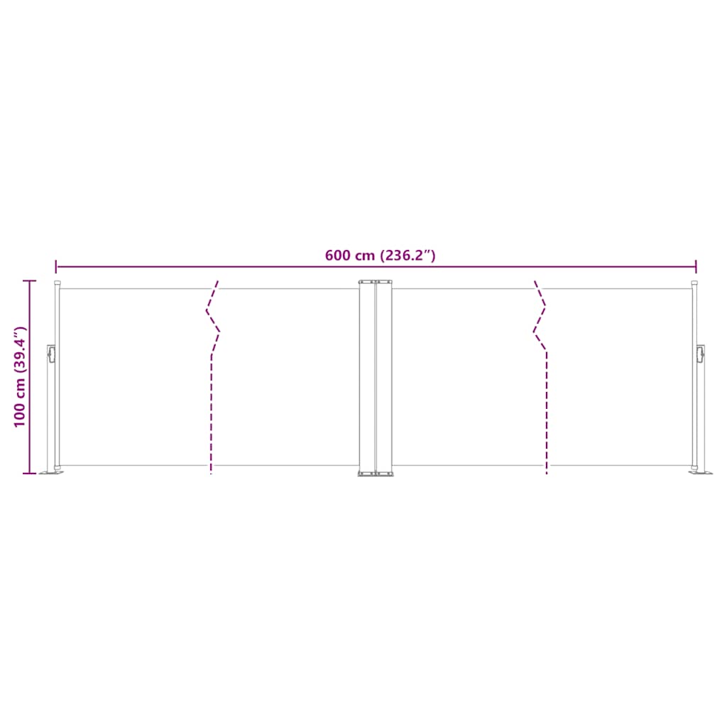 Uvlačiva bočna tenda 100 x 600 cm plava