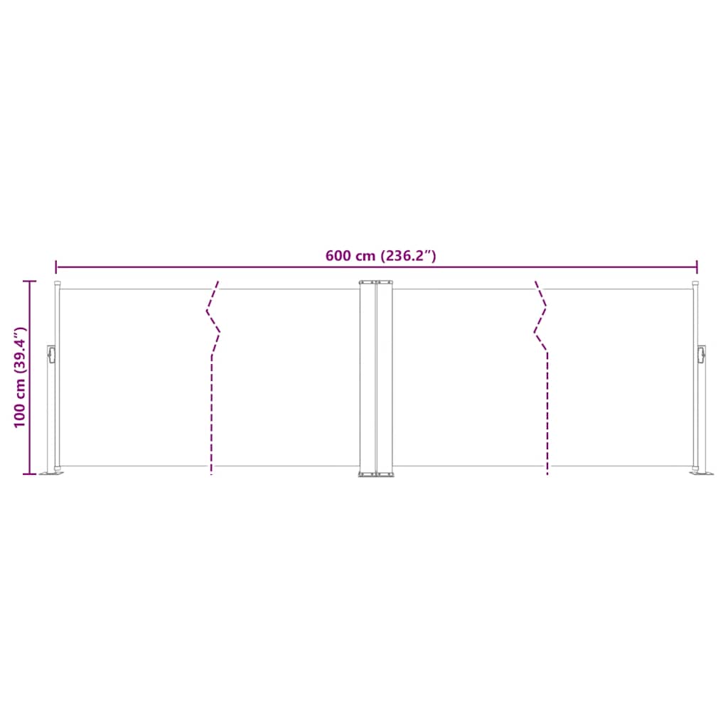 Uvlačiva bočna tenda 100 x 600 cm crvena