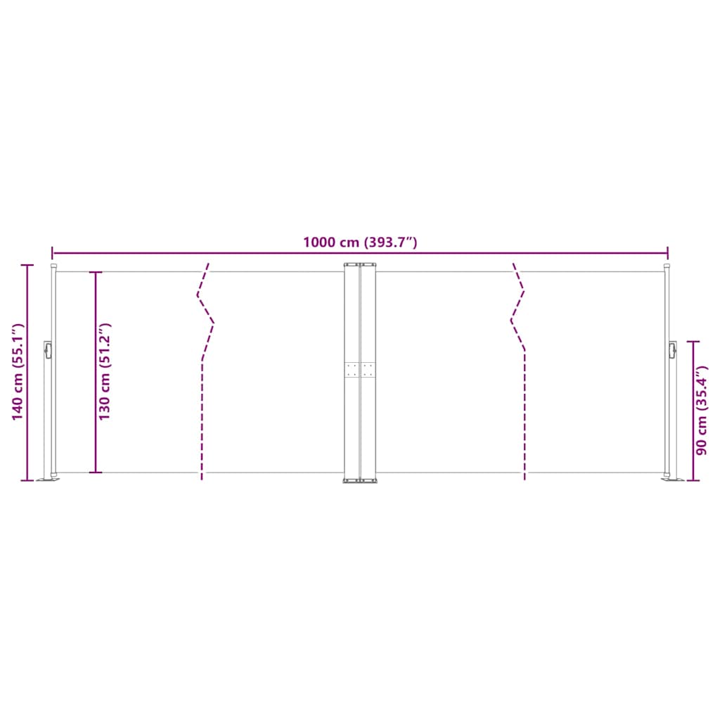 Uvlačiva bočna tenda 140 x 1000 cm crna