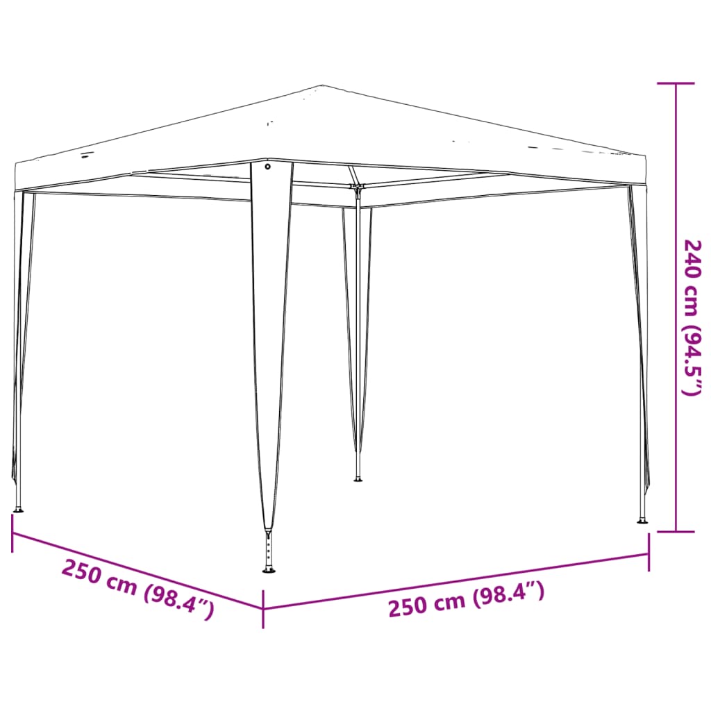 Profesionalni šator za zabave 2,5 x 2,5 m antracit 90 g/m²