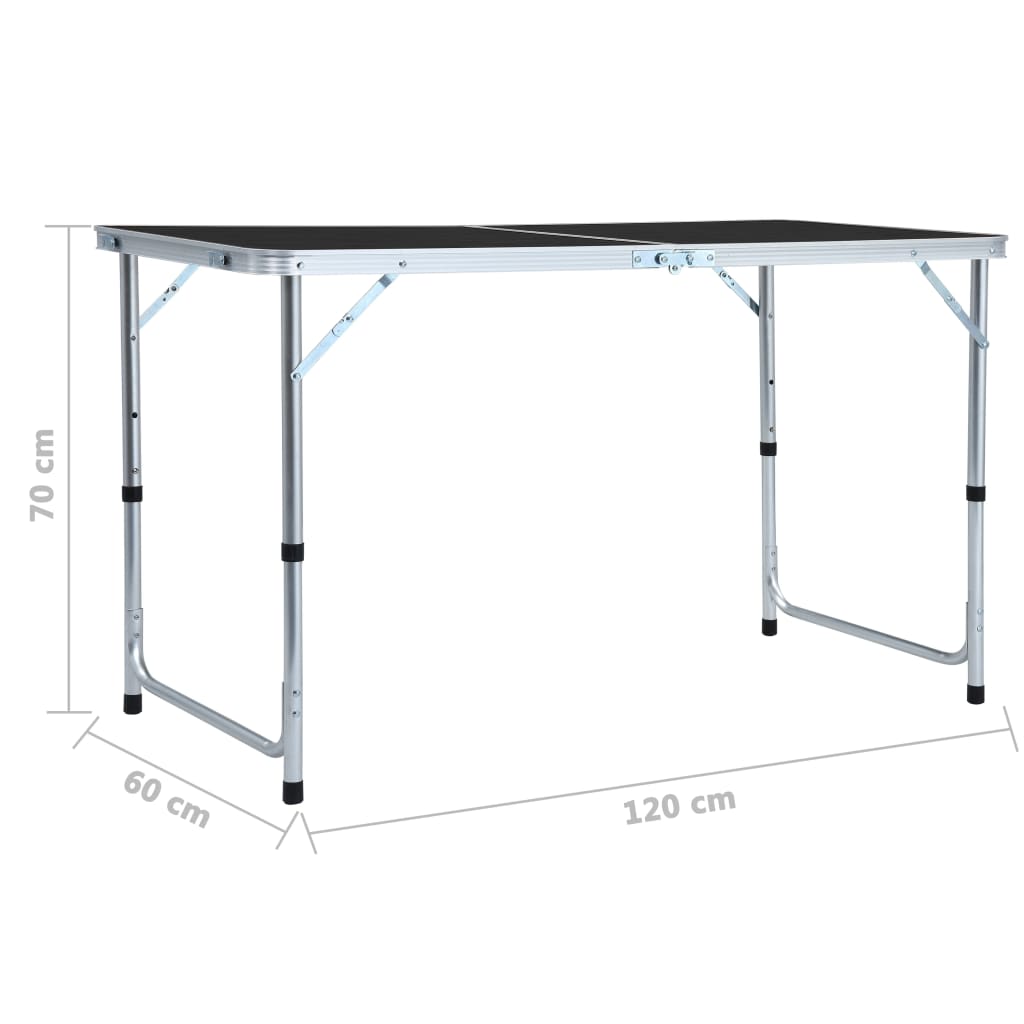 Sklopivi stol za kampiranje sivi aluminijski 120 x 60 cm
