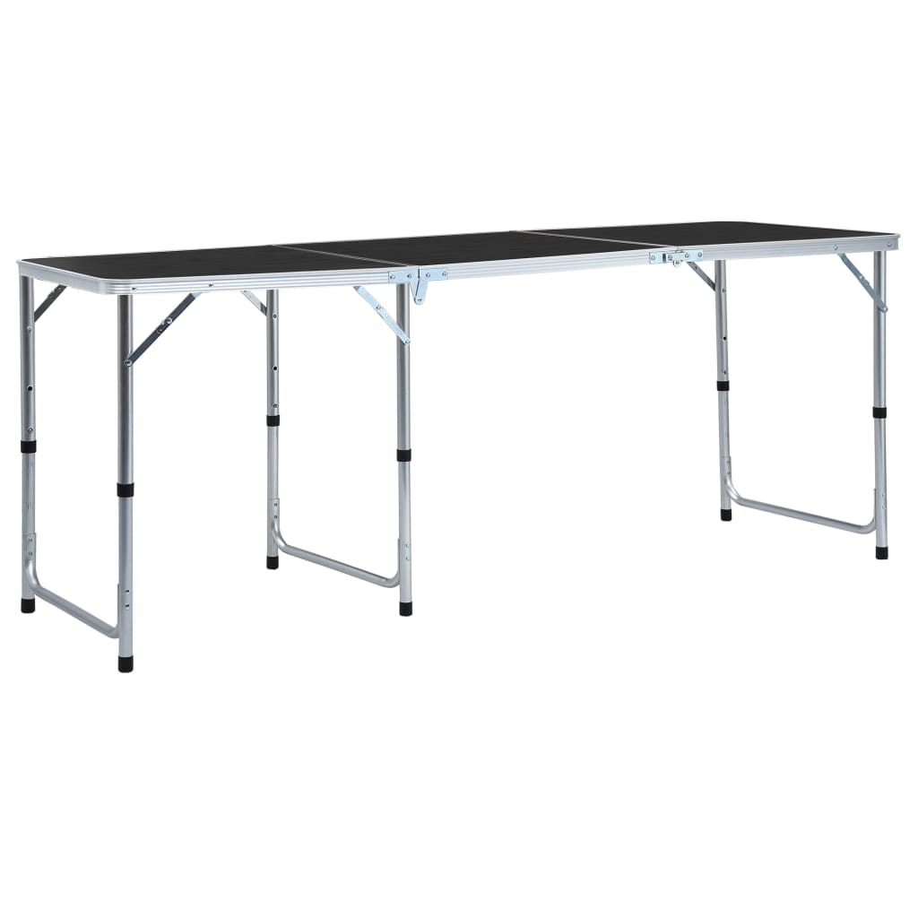 Sklopivi stol za kampiranje sivi aluminijski 180 x 60 cm
