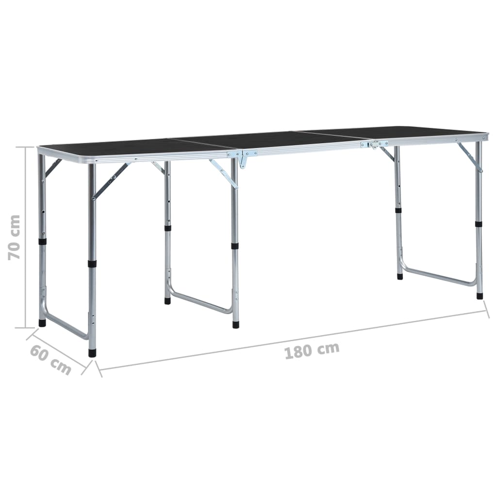 Sklopivi stol za kampiranje sivi aluminijski 180 x 60 cm