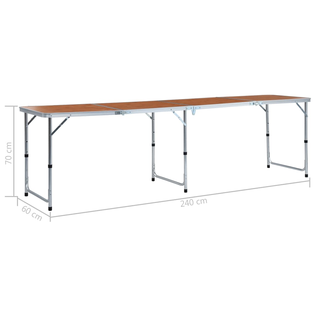Sklopivi stol za kampiranje aluminijski 240 x 60 cm