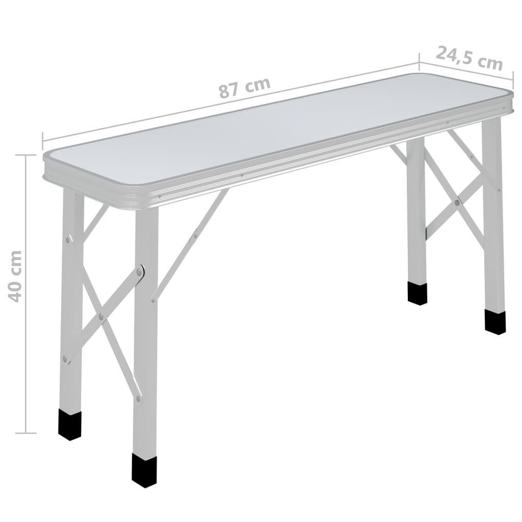 Sklopivi stol za kampiranje s 2 klupe aluminijski bijeli