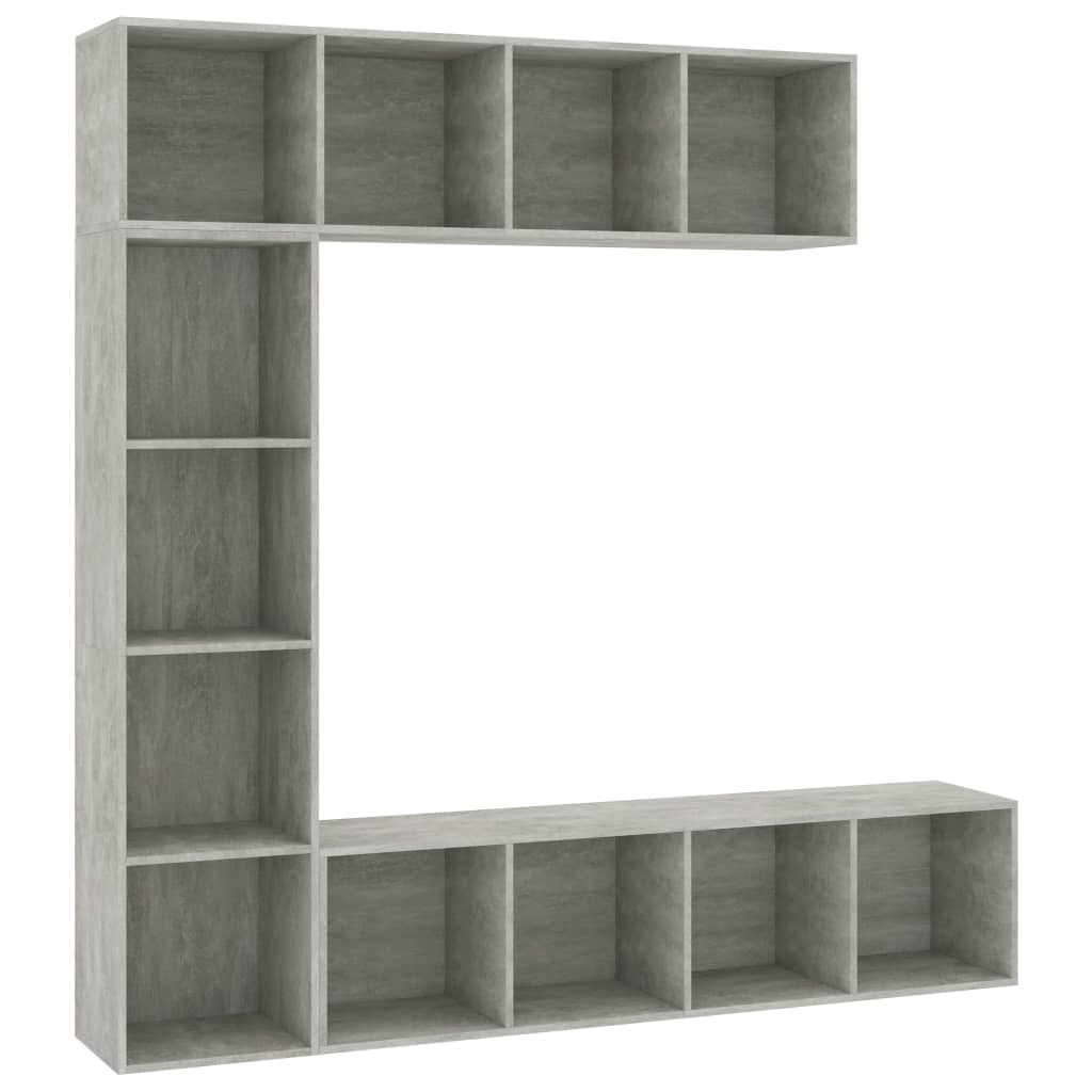 3-dijelni set ormarića za knjige/TV boja betona 180x30x180 cm
