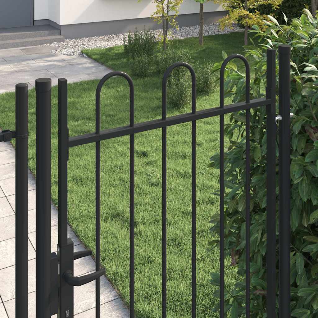 Vrata za ogradu BOXTEL jednokrilna vrata s lučnim vrhom čelik 1x1,75 m crna
