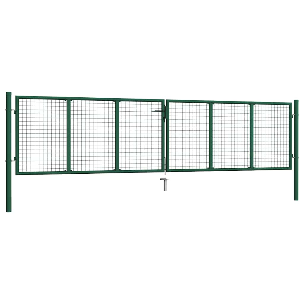 Vrtna mrežasta vrata od čelika 400 x 75 cm zelena