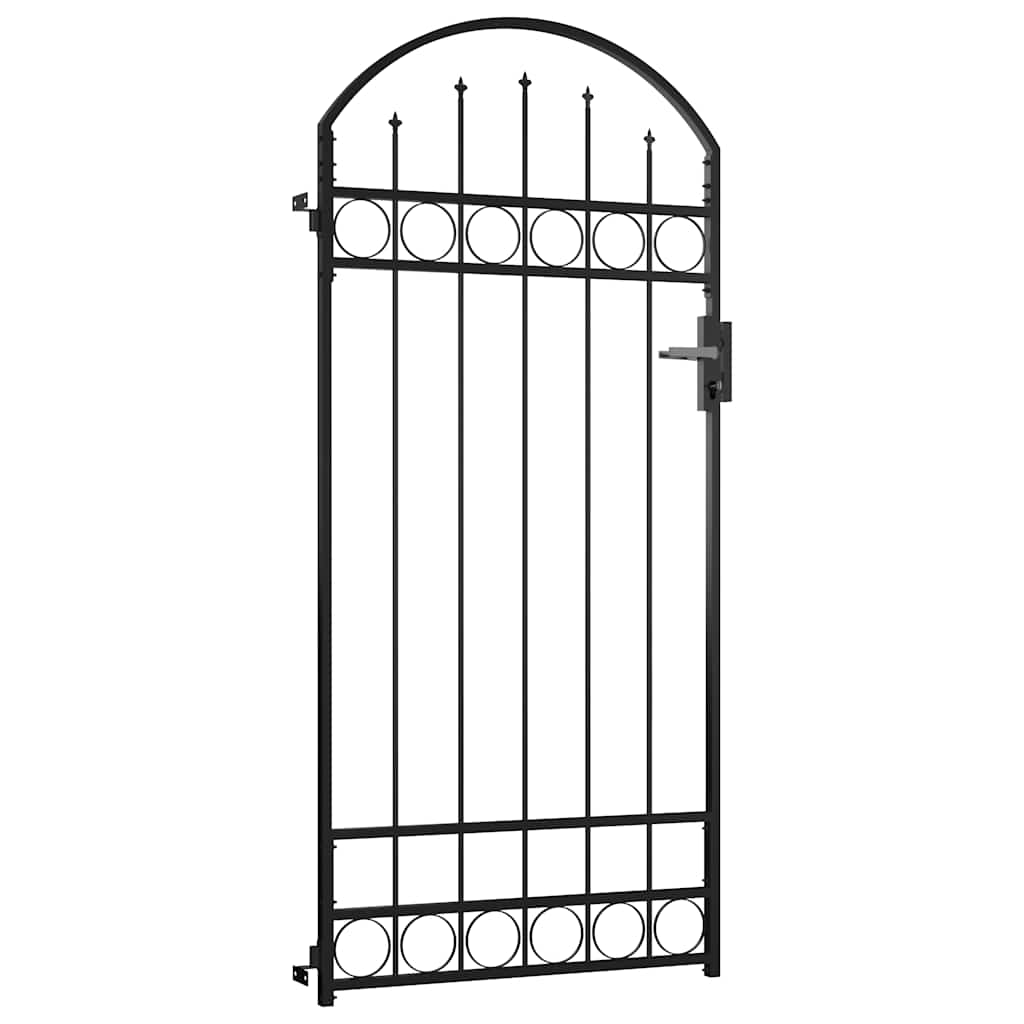 Vrata za ogradu ASSEN s lučnim vrhom čelik 89x200 cm crna