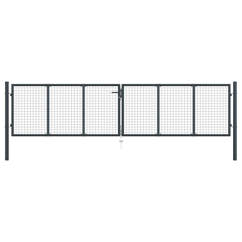 Vrtna vrata od mrežastog čelika 400x100 cm siva