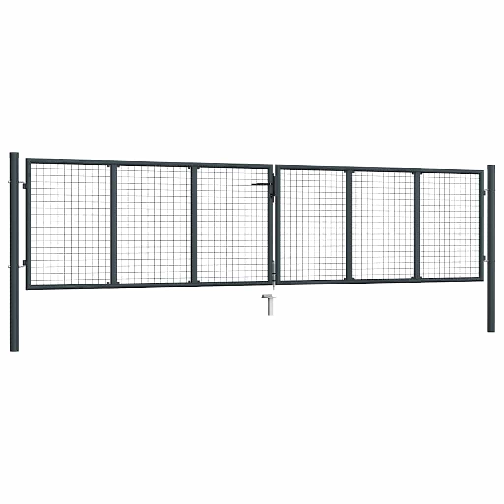 Vrtna vrata od mrežastog čelika 400x100 cm siva