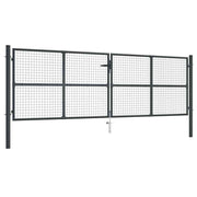 Vrtna vrata od mrežastog čelika 400x125 cm siva