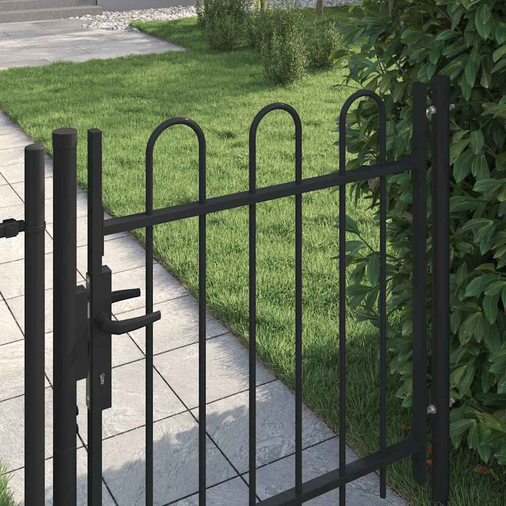 Vrata za ogradu BOXTEL jednokrilna vrata s lučnim vrhom čelik 1x1 m crna
