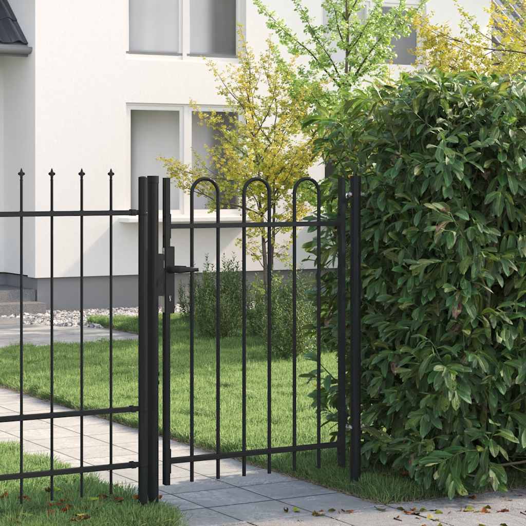 Vrata za ogradu BOXTEL Jedna Vrata s Lučnim Vrhom čelik 1x1,2 m crna