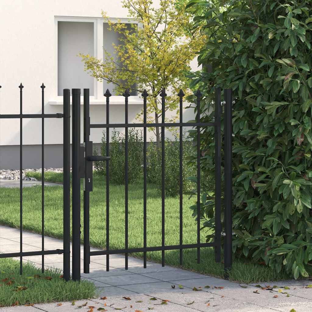 Vrata za ogradu BOXTEL jedna vrata s šiljcima na vrhu čelik 1x1 m crna