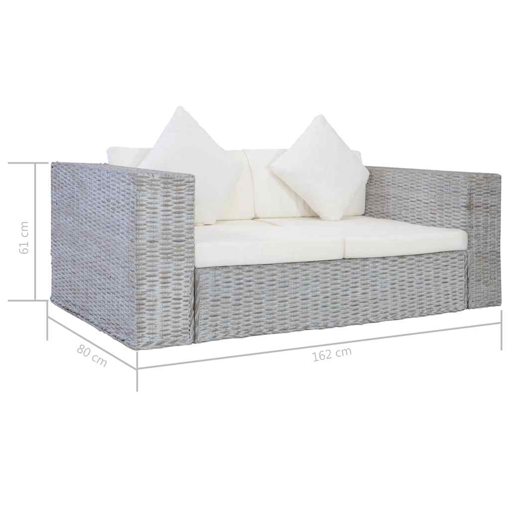 2-dijelni set sofa od prirodnog ratana s jastucima sivi