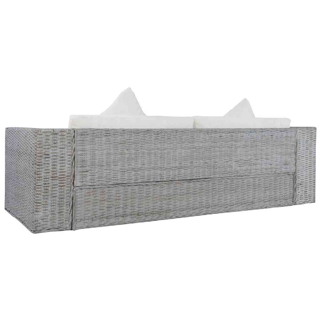 2-dijelni set sofa od prirodnog ratana s jastucima sivi