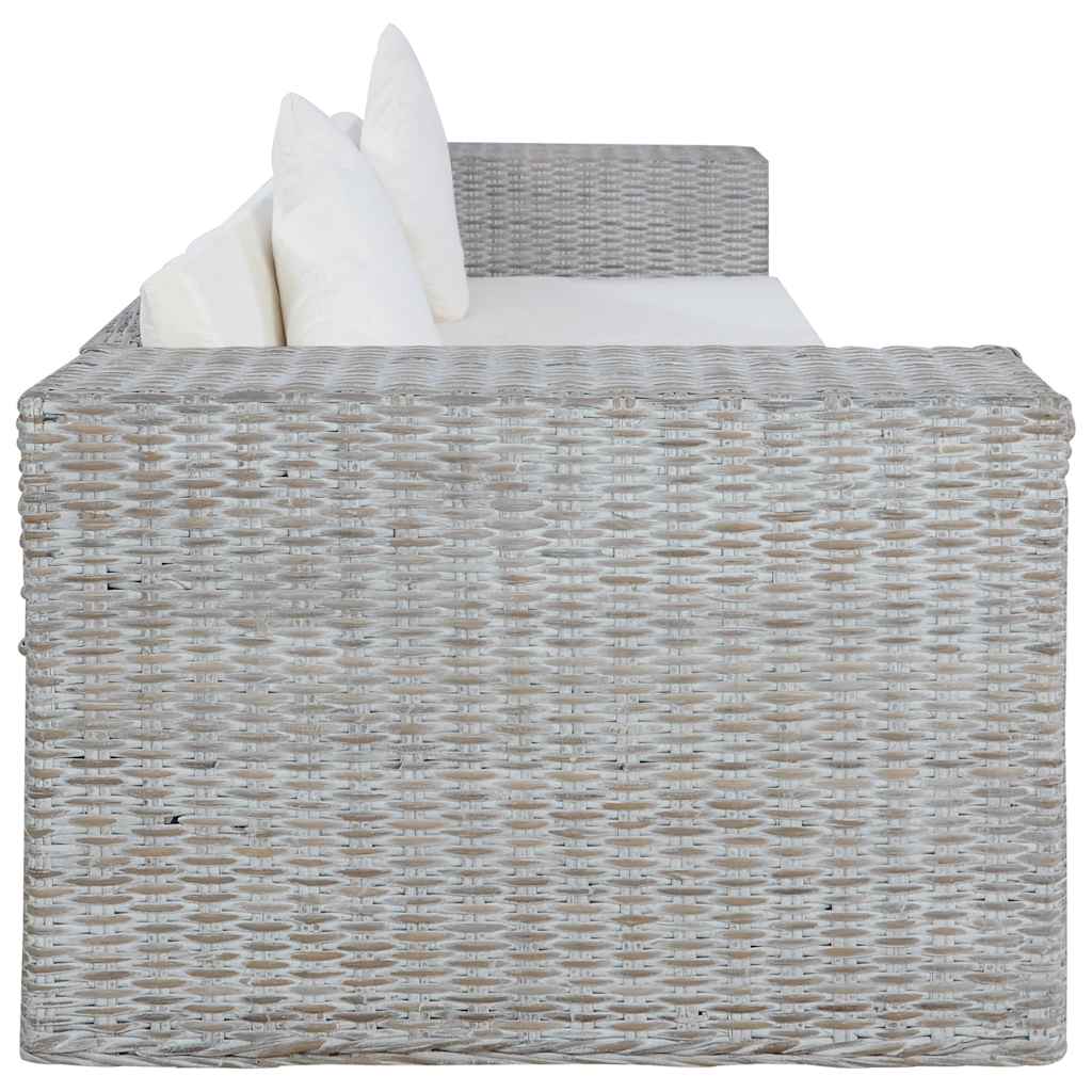 2-dijelni set sofa od prirodnog ratana s jastucima sivi