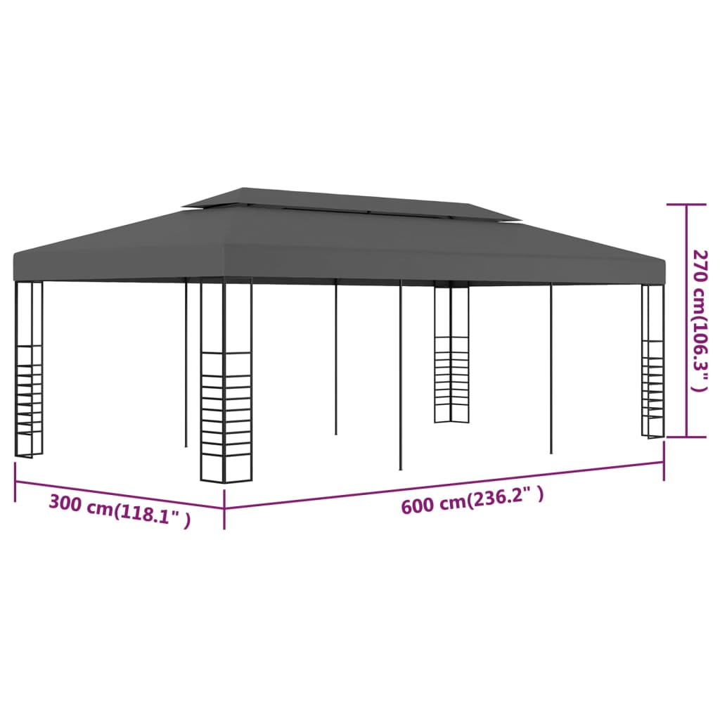Sjenica/šator 3 x 6 m antracit