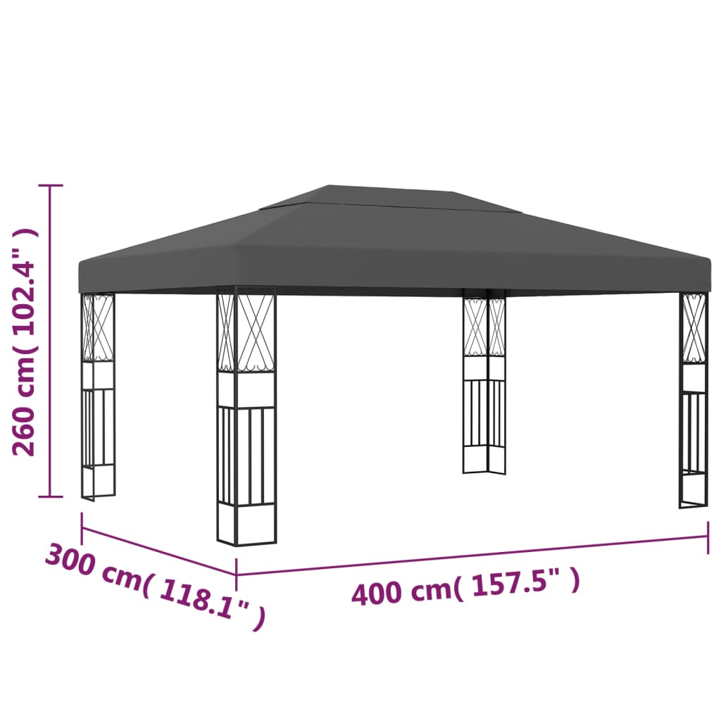 Sjenica od tkanine 3 x 4 m antracit